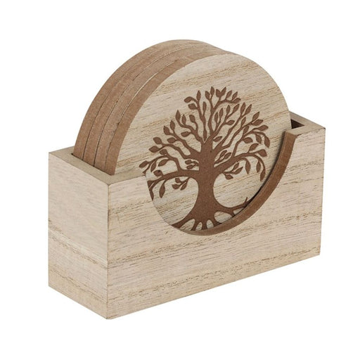 Set of 4 Tree of Life Engraved Coasters - The Gift Cabin UK