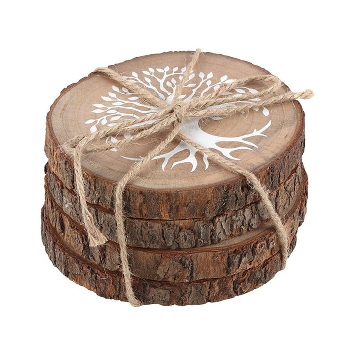 Tree of Life Wood Slice Coaster Set - The Gift Cabin UK