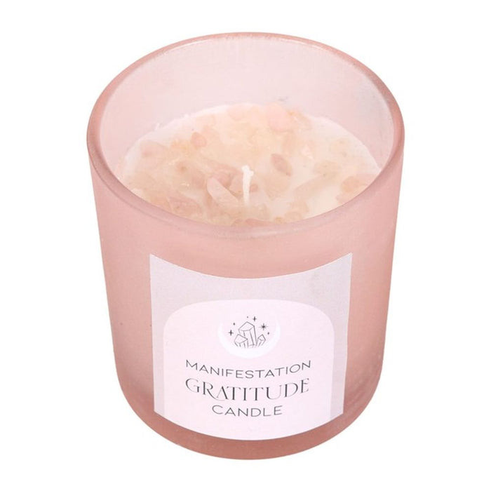 Gratitude Wild Rose Crystal Chip Candle - The Gift Cabin UK