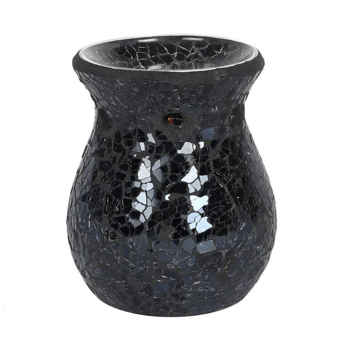 Small Black Crackle Glass Oil Burner - The Gift Cabin UK