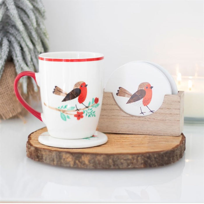 Winter Robin Coaster Set - The Gift Cabin UK