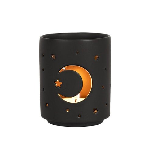 Small Black Mystical Moon Cut Out Tealight Holder - The Gift Cabin UK