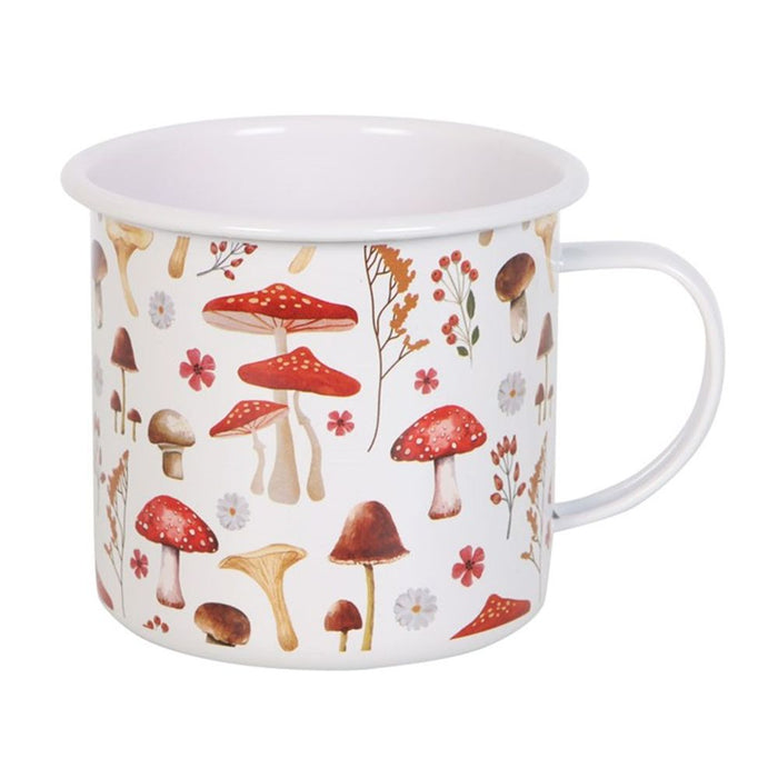 All Over Mushroom Print Enamel Mug - The Gift Cabin UK