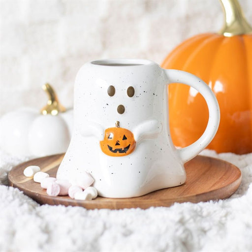 Ghost Shaped Mug with Pumpkin - The Gift Cabin UK