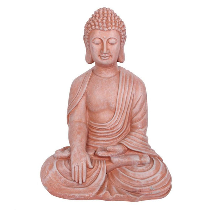 Terracotta Effect 52cm Sitting Garden Buddha - The Gift Cabin UK