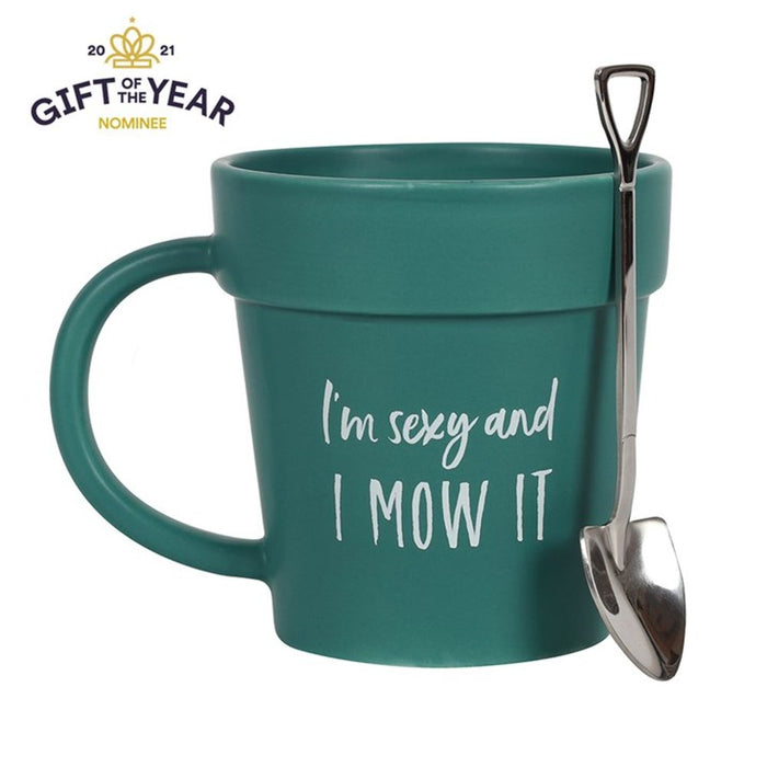 Sexy and I Mow It Pot Mug and Shovel Spoon - The Gift Cabin UK