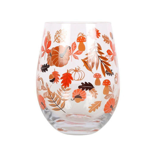 Autumn Leaves and Pumpkins Stemless Glass - The Gift Cabin UK