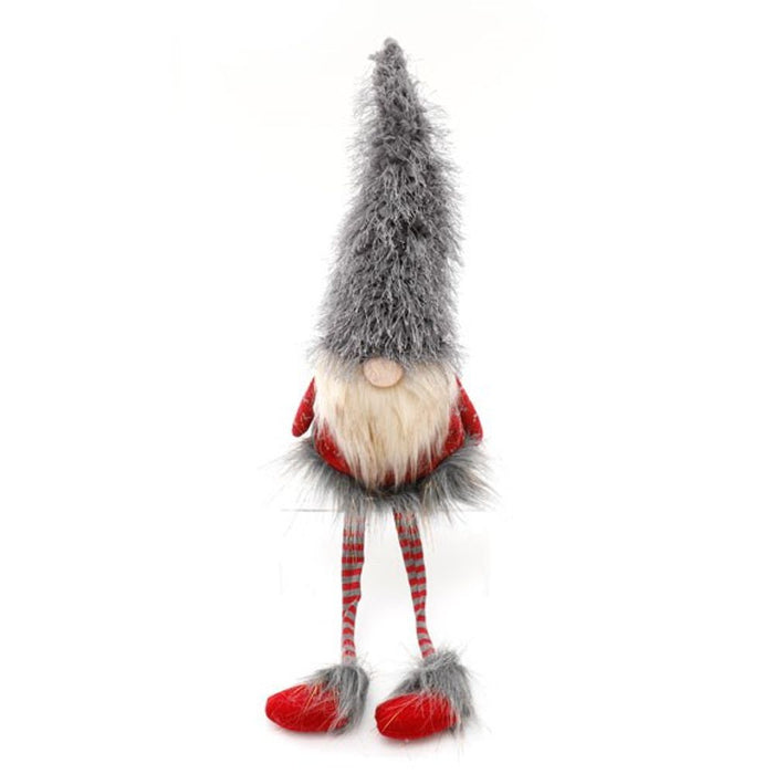 67cm Grey and Red Christmas Gonk with Dangly Legs - The Gift Cabin UK