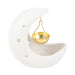 White Crescent Moon Hanging Oil Burner with Gold Dish - The Gift Cabin UK