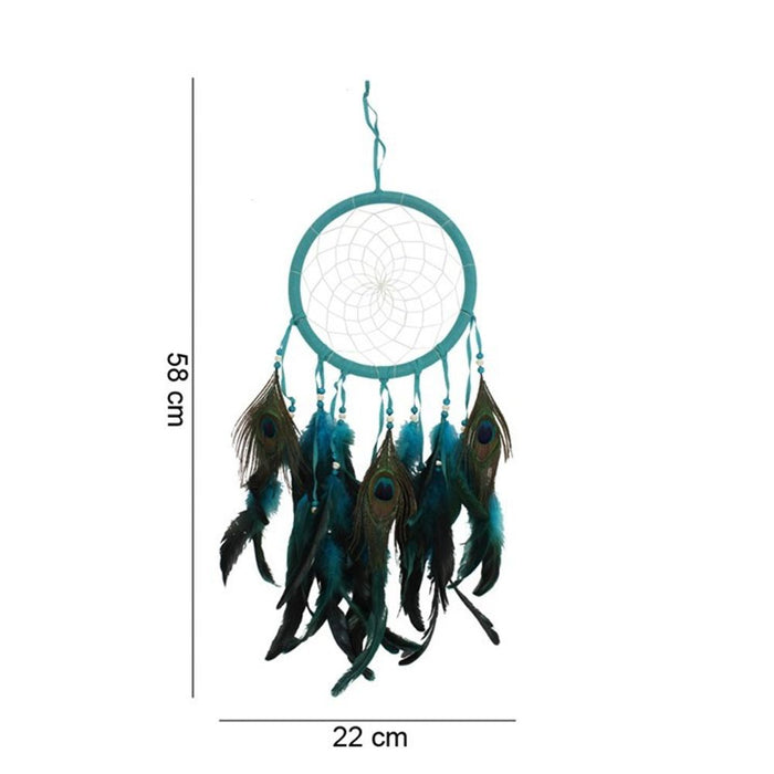 Turquoise Peacock Feather Dreamcatcher - The Gift Cabin UK