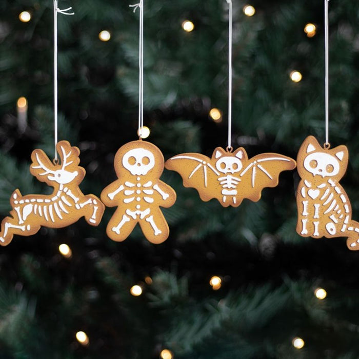 Set of 4 Creepy Skeleton Cookie Ornaments - The Gift Cabin UK