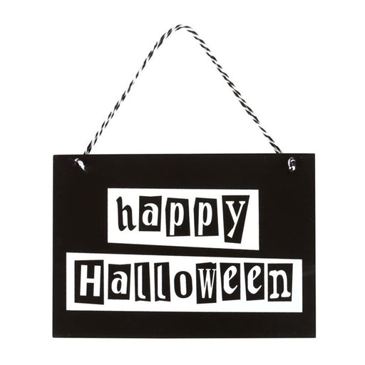 Black and White Happy Halloween Hanging Sign - The Gift Cabin UK