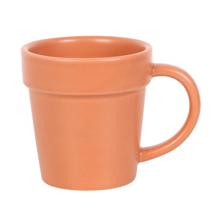 Plain Plant Pot Ceramic Mug and Shovel Spoon - The Gift Cabin UK