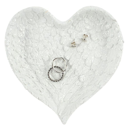 Glitter Heart Shaped Angel Wing Trinket Dish - The Gift Cabin UK