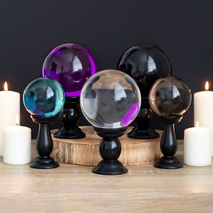 Large Black Crystal Ball on Stand - The Gift Cabin UK