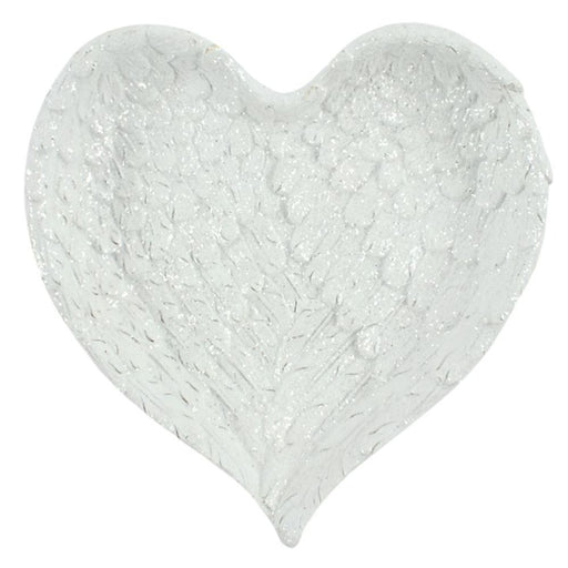 Glitter Heart Shaped Angel Wing Trinket Dish - The Gift Cabin UK