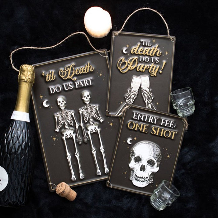 Til Death Do Us Party Champagne Hanging Metal Sign - The Gift Cabin UK