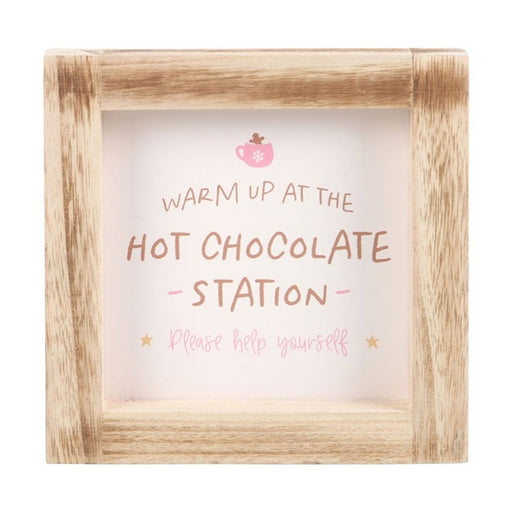 Hot Chocolate Station Wooden Frame Sign - The Gift Cabin UK