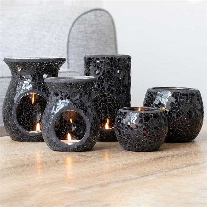 Small Black Crackle Glass Oil Burner - The Gift Cabin UK