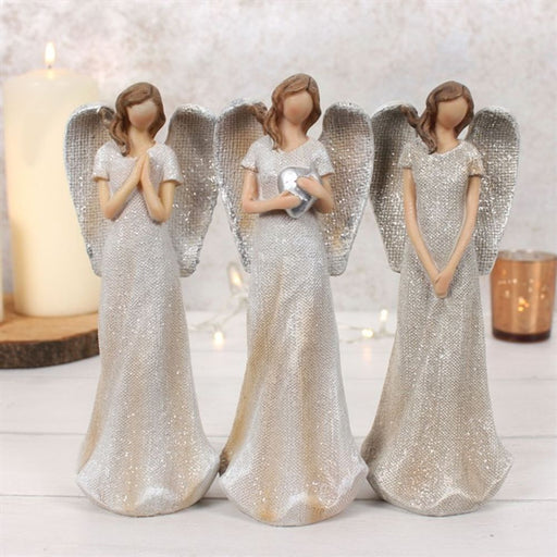 Trio of Small Glitter Angels - The Gift Cabin UK