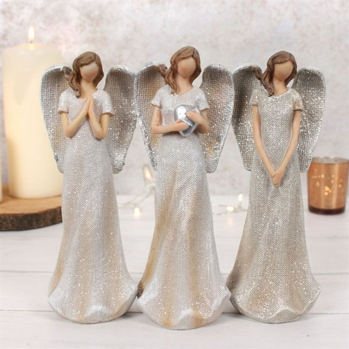 Trio of Small Glitter Angels - The Gift Cabin UK