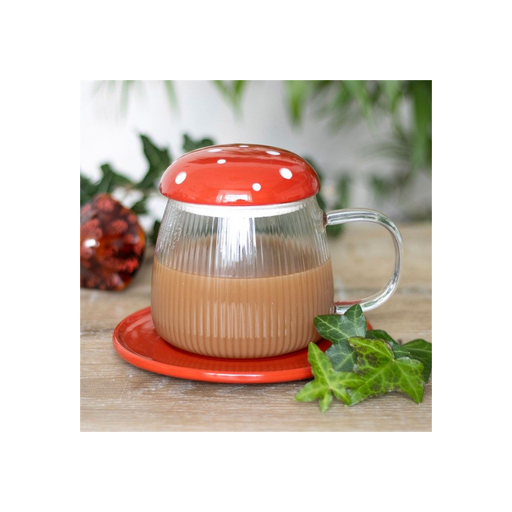 Glass Mushroom Mug and Saucer - The Gift Cabin UK