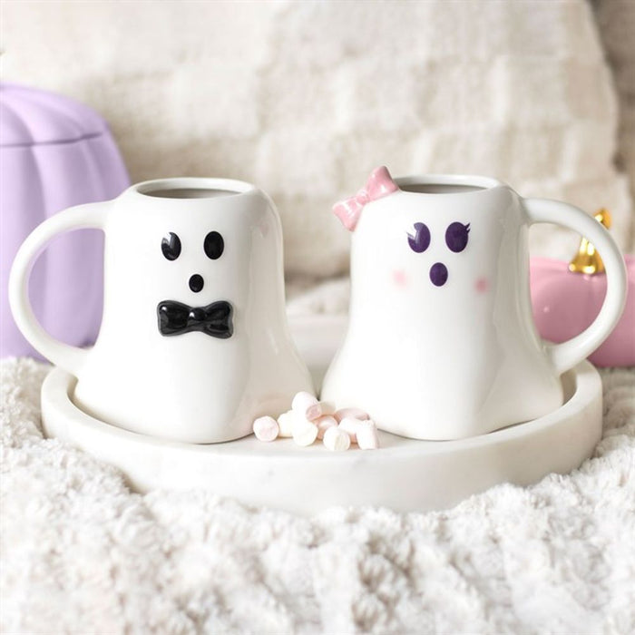 Mr and Mrs Boo Ghost Shaped Mug Set - The Gift Cabin UK