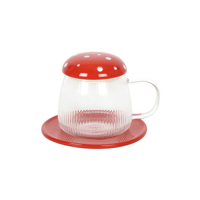 Glass Mushroom Mug and Saucer - The Gift Cabin UK