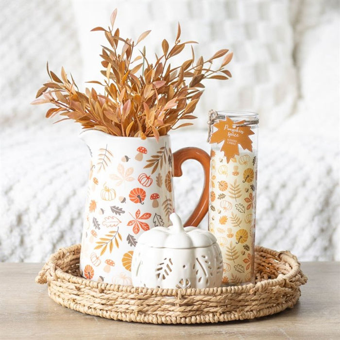 17cm Autumn Leaves and Pumpkins Ceramic Flower Jug - The Gift Cabin UK