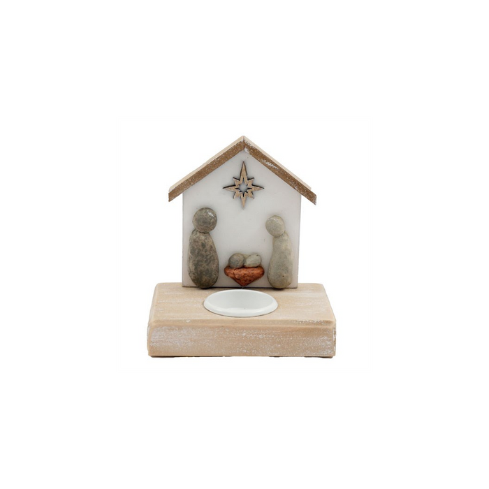 Pebble Nativity Tealight Candle Holder - The Gift Cabin UK