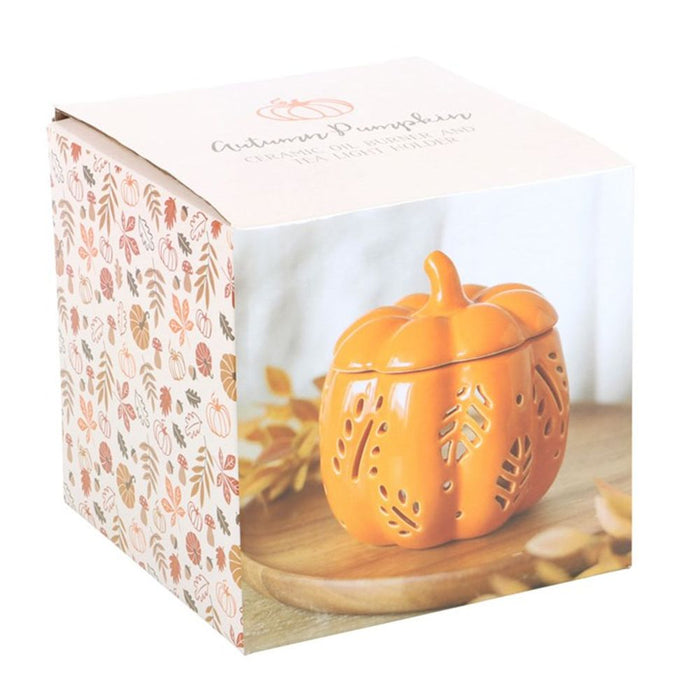 Orange Autumn Leaves Pumpkin Oil Burner - The Gift Cabin UK