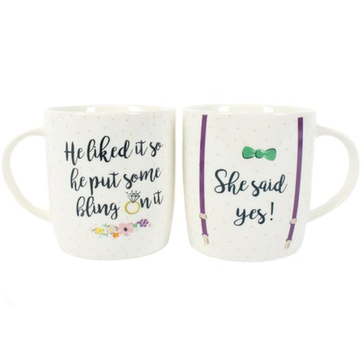 Set of 2 She Said Yes Mugs - The Gift Cabin UK