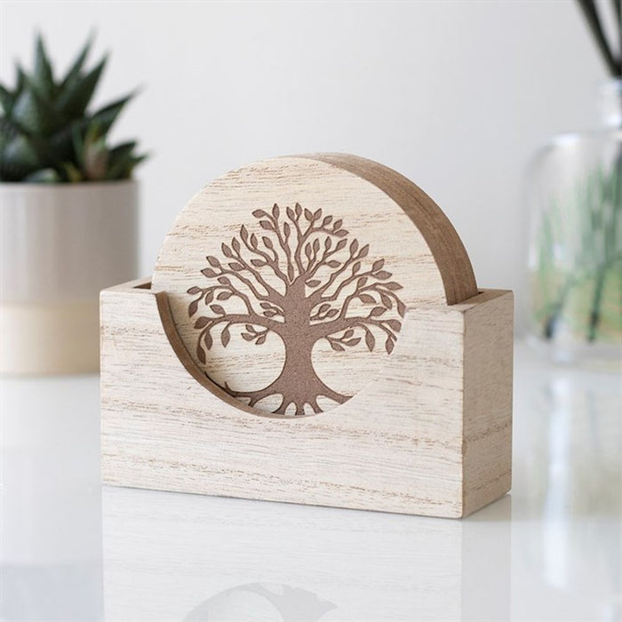 Set of 4 Tree of Life Engraved Coasters - The Gift Cabin UK