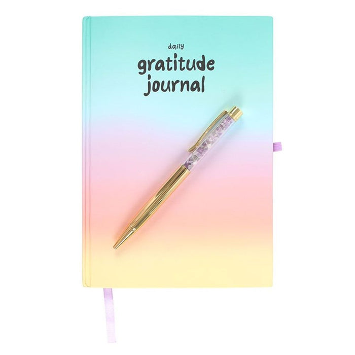 Multicoloured Gratitude Journal with Amethyst Pen - The Gift Cabin UK