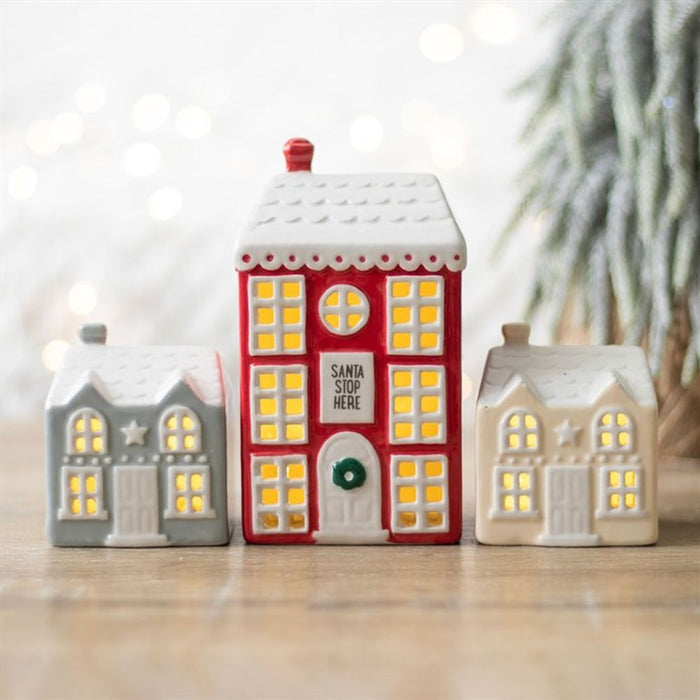 Set of 3 Light Up LED Christmas Houses - The Gift Cabin UK