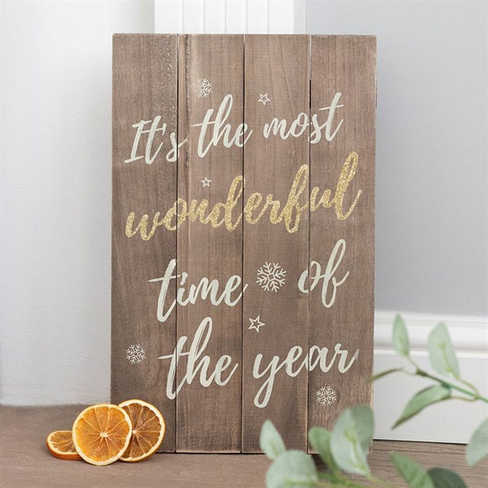 It's the Most Wonderful Time of the Year Wooden Plaque - The Gift Cabin UK