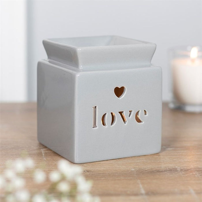 Grey Love Cut Out Oil Burner - The Gift Cabin UK