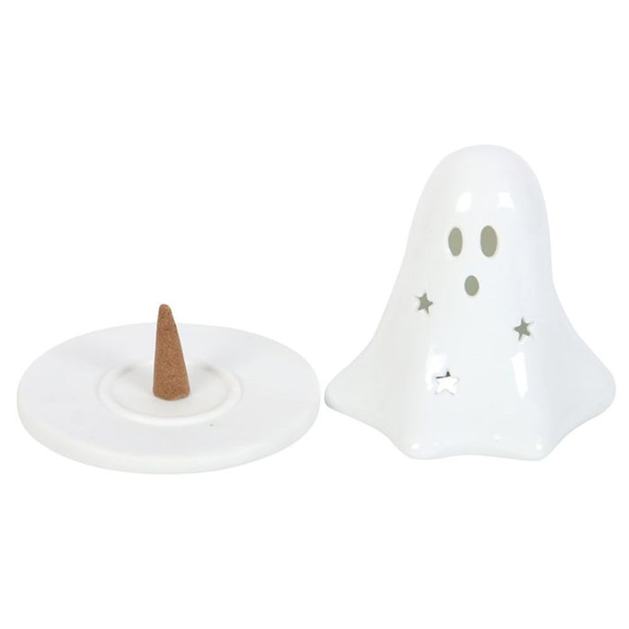 Ceramic Ghost Tealight and Incense Cone Holder - The Gift Cabin UK