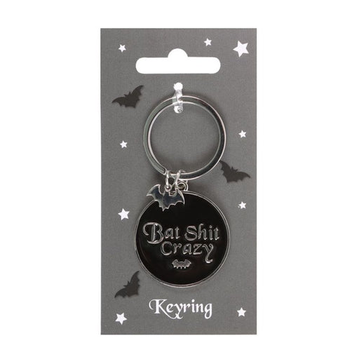 Round Bat Shit Crazy Keyring - The Gift Cabin UK