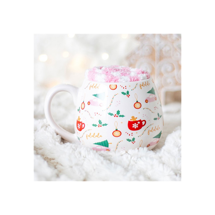 Sugarplum Fun Christmas Print Mug and Socks Set - The Gift Cabin UK