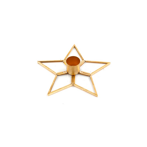 Gold Star Glass and Metal Candle Holder - The Gift Cabin UK