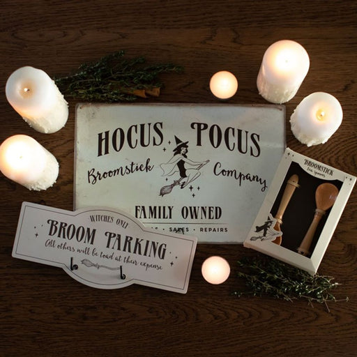 Hocus Pocus Broomstick Company Metal Hanging Sign - The Gift Cabin UK