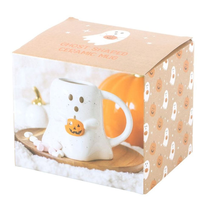 Ghost Shaped Mug with Pumpkin - The Gift Cabin UK