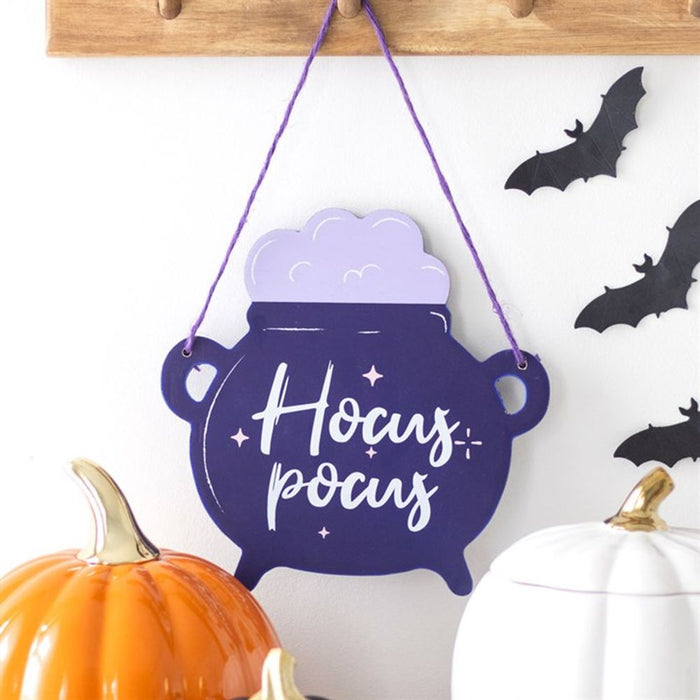 Hocus Pocus Cauldron Shaped Hanging Sign - The Gift Cabin UK