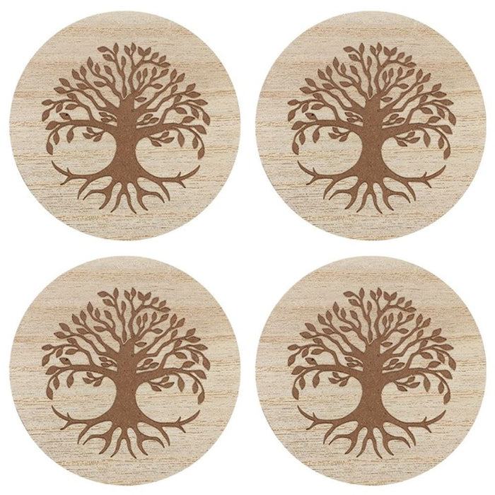 Set of 4 Tree of Life Engraved Coasters - The Gift Cabin UK