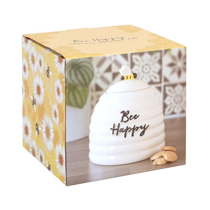 Bee Happy Ceramic Storage Jar - The Gift Cabin UK