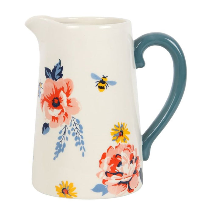 17cm Bee-utiful Floral Ceramic Flower Jug - The Gift Cabin UK