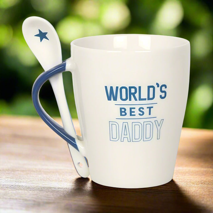 World's Best Daddy Ceramic Mug and Spoon Set - The Gift Cabin UK