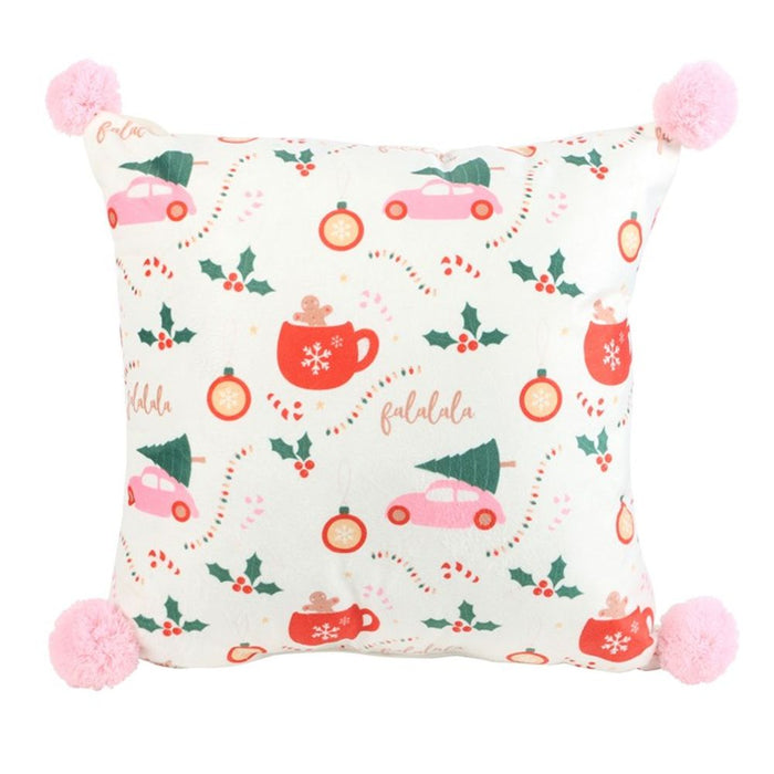 Square Sugarplum Fun Christmas Print Cushion - The Gift Cabin UK