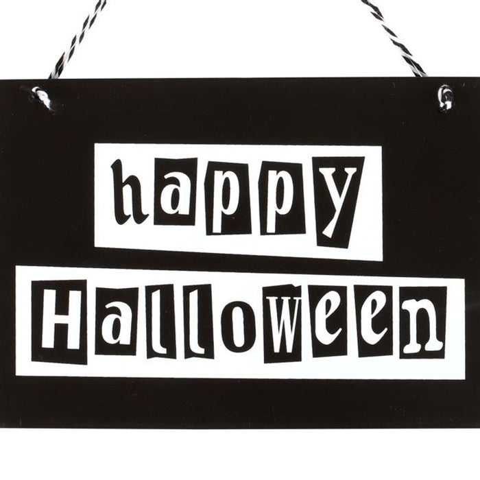 Black and White Happy Halloween Hanging Sign - The Gift Cabin UK